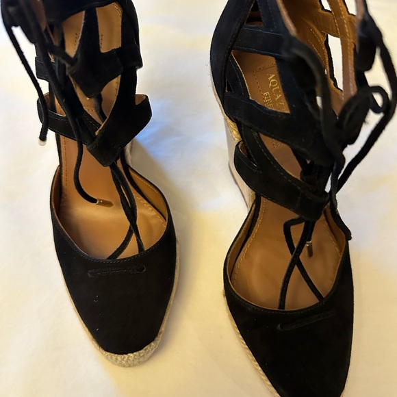 Aquazzura Black suede wedges. - Picture 2 of 6